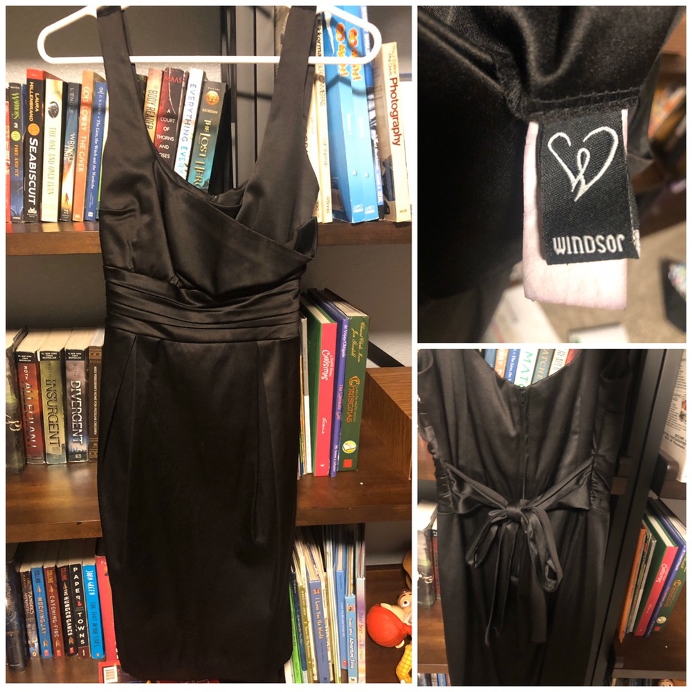 Windsor Black Satin Dress
